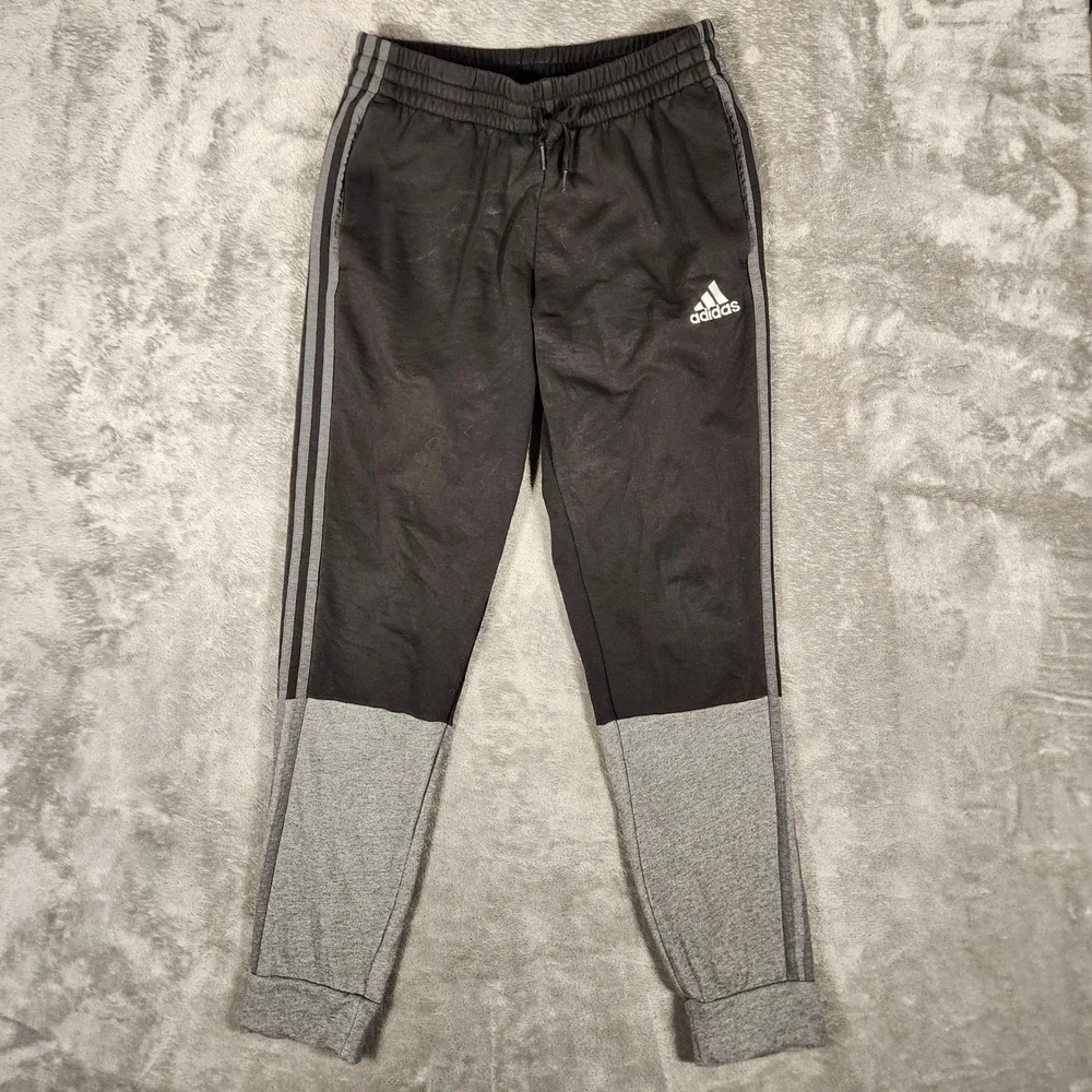 Adidas Essentials Melange French-Terry Joggers Mens Medium HK2899 Black Gray EUC
